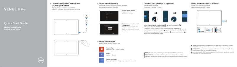 Page 1 de la notice Guide d'installation Dell Venue 11 Pro