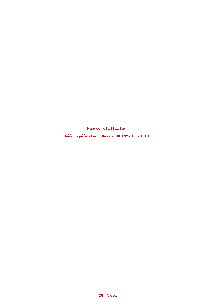 Page 1 de la notice Manuel utilisateur Amica BK3205.8 STUDIO