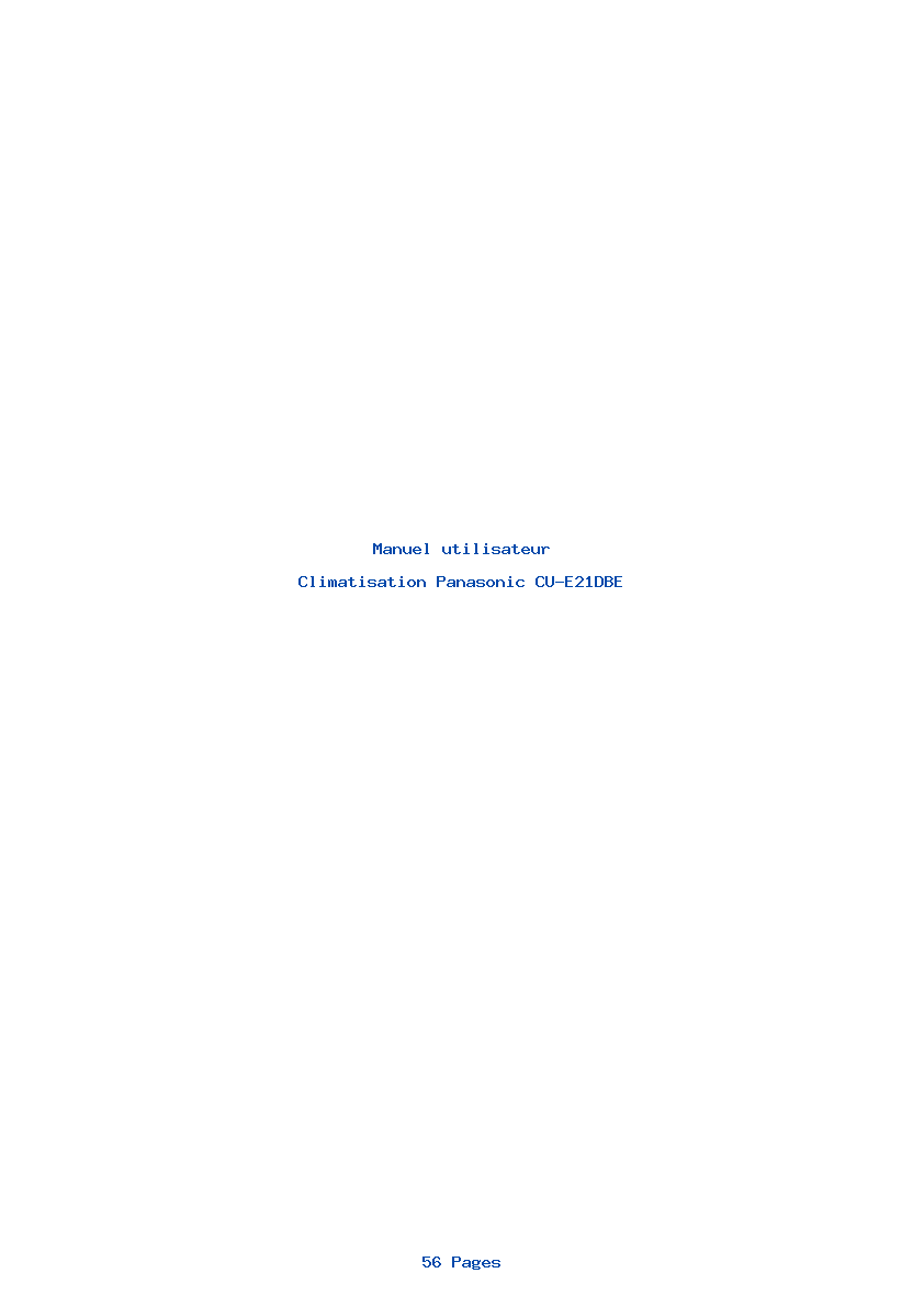 Page 1 de la notice Manuel utilisateur Panasonic CU-E21DBE