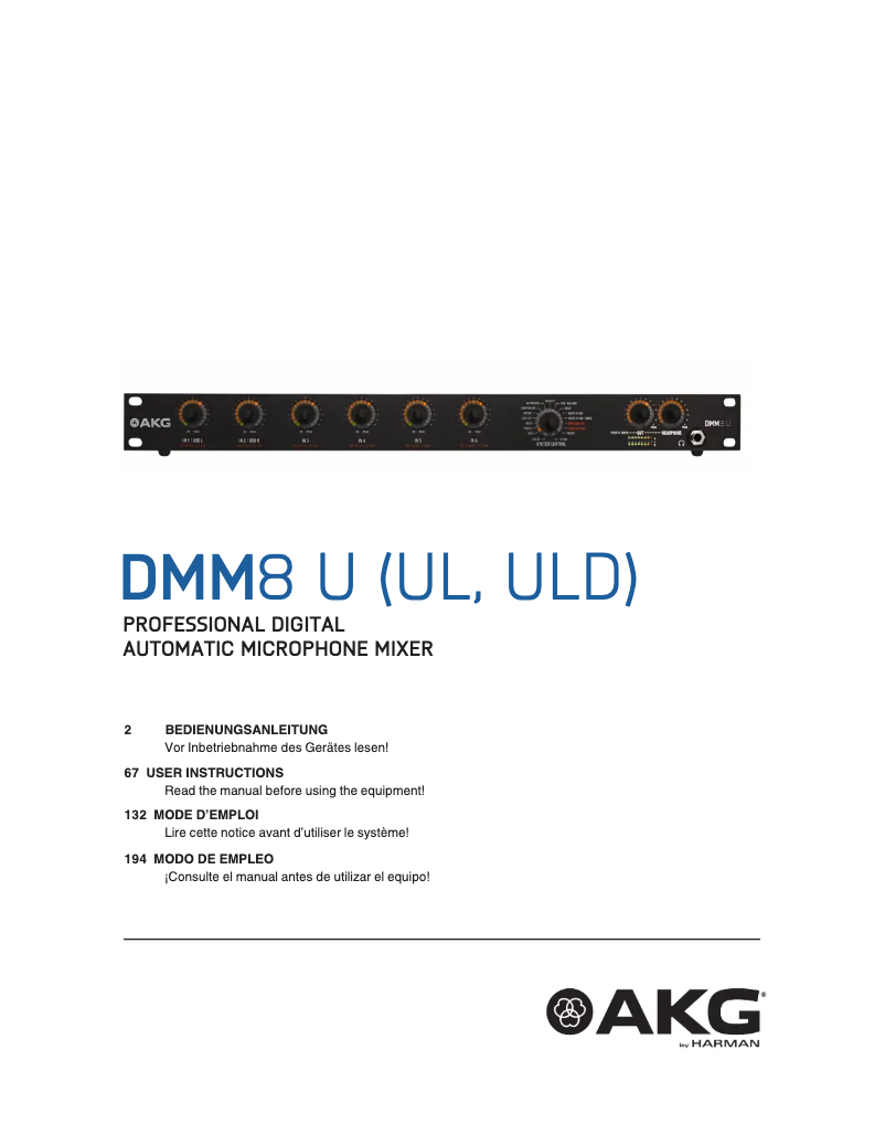 Page 1 de la notice Manuel utilisateur AKG DMM8 ULD