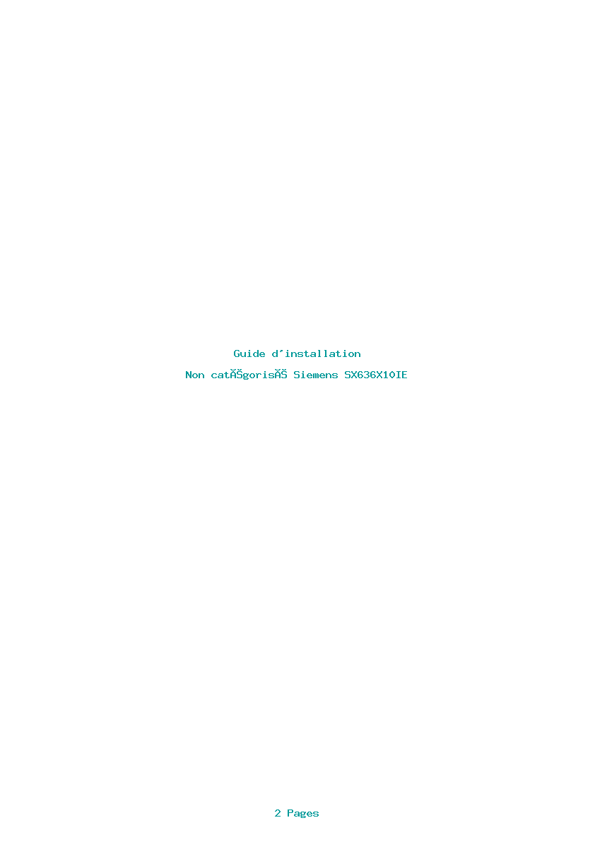 Page 1 de la notice Guide d'installation Siemens SX636X10IE