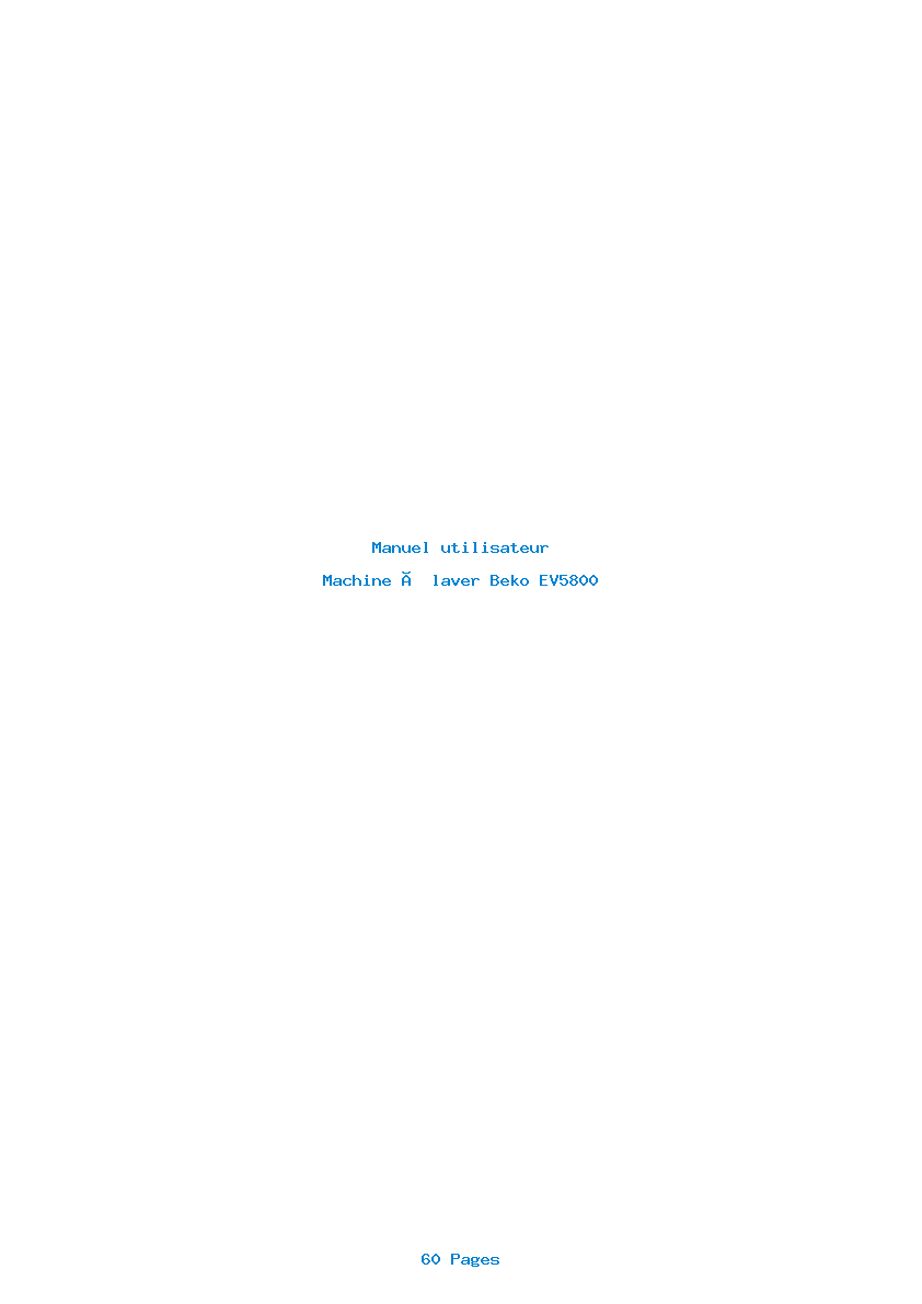 Page 1 de la notice Manuel utilisateur Beko EV5800