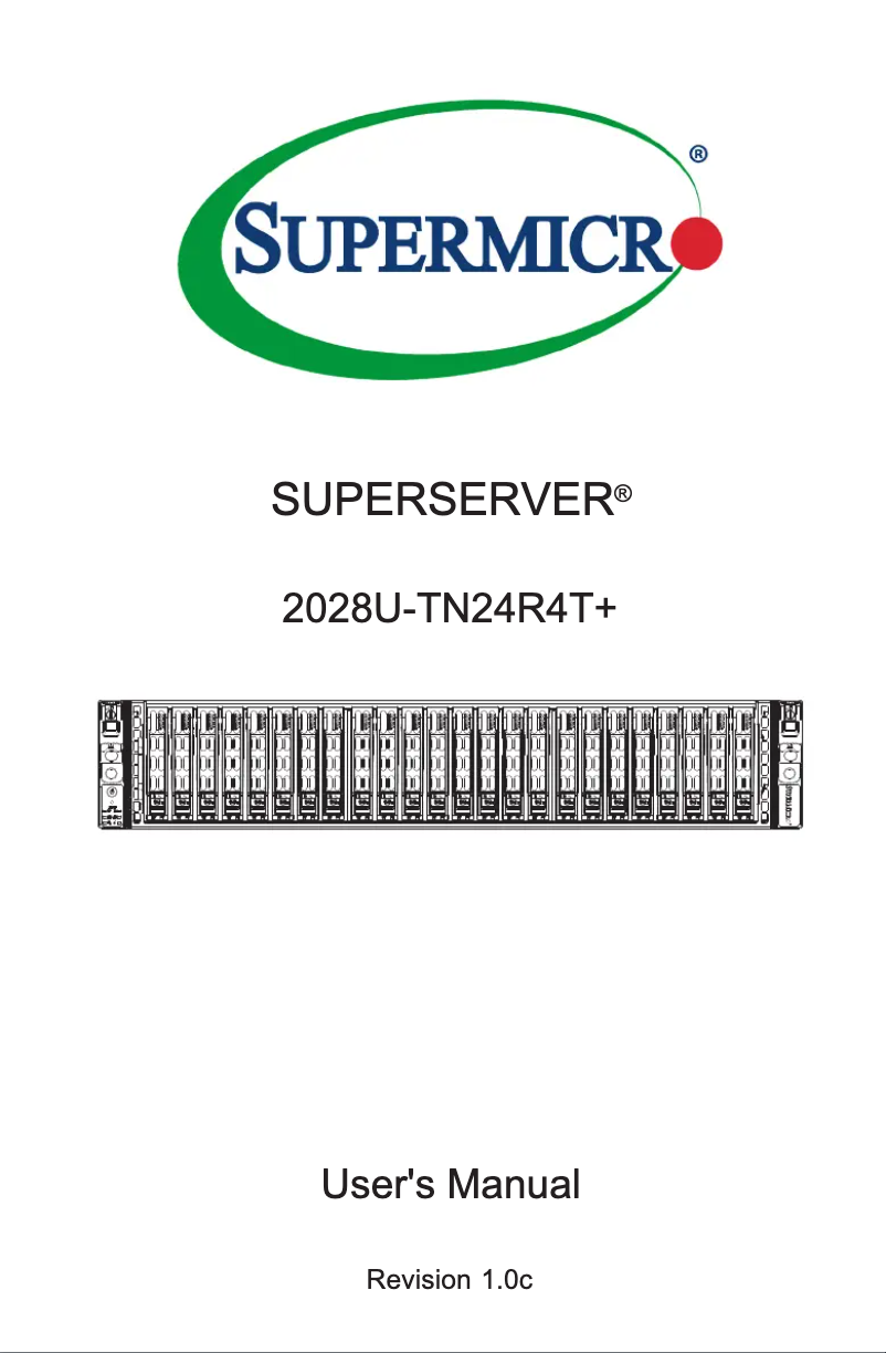 Page 1 de la notice Manuel utilisateur Supermicro SuperServer 2028U-TN24R4T+