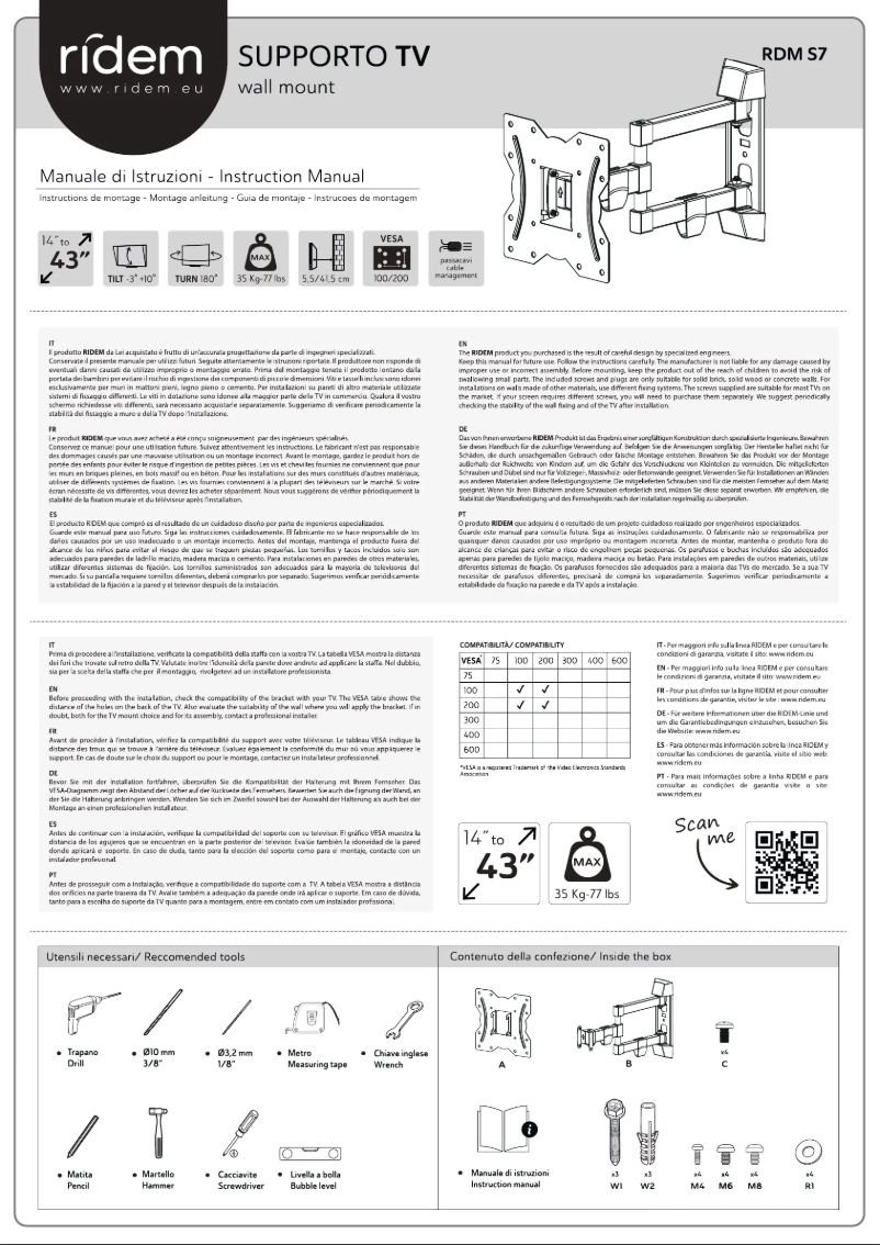 Page 1 de la notice Manuel utilisateur Ridem RDM S7