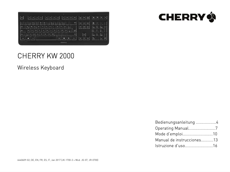 Page 1 de la notice Manuel utilisateur Cherry KW 2000