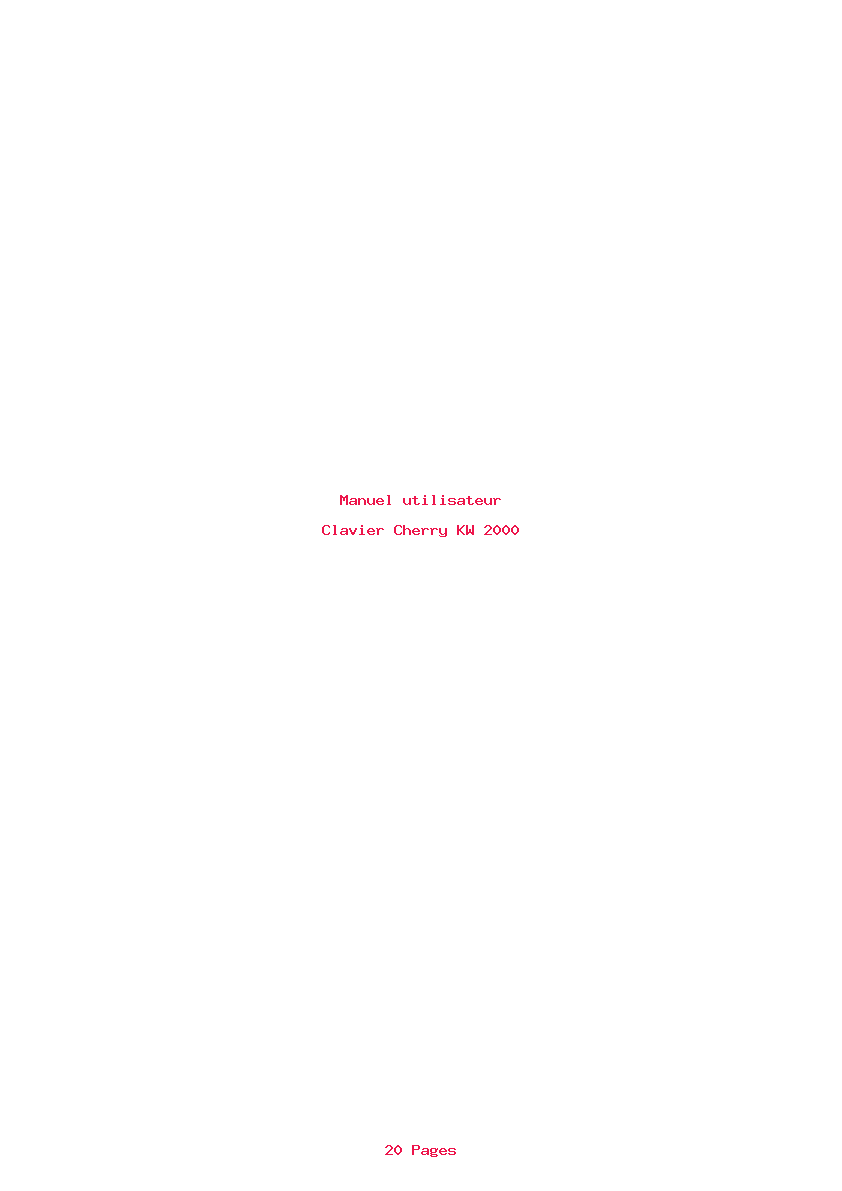 Page 1 de la notice Manuel utilisateur Cherry KW 2000