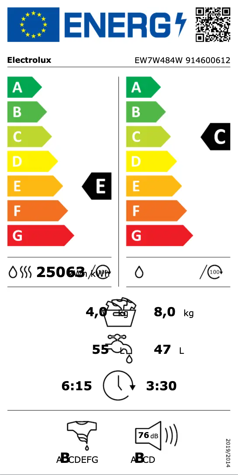 Page 1 de la notice Manuel utilisateur Electrolux EW7W484W