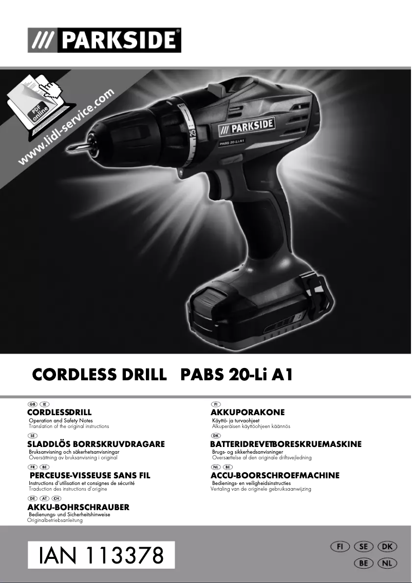 Page 1 de la notice Manuel utilisateur Parkside PABS 20-Li A1