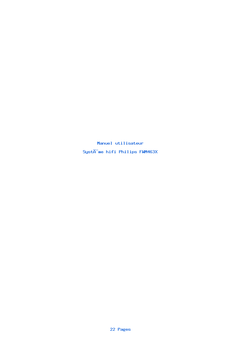 Page 1 de la notice Manuel utilisateur Philips FWM463X