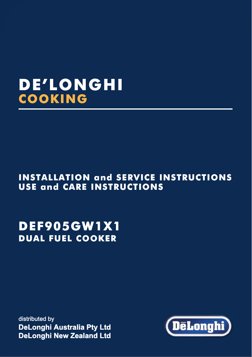 Page 1 de la notice Manuel utilisateur DeLonghi DEF905GW1X1