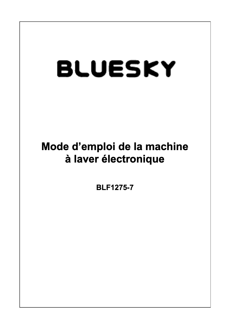 Page 1 de la notice Manuel utilisateur Bluesky BLF1275-7