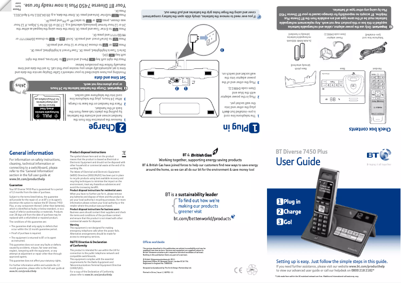 Image de la première page du manuel de l'appareil Diverse 7450 Plus