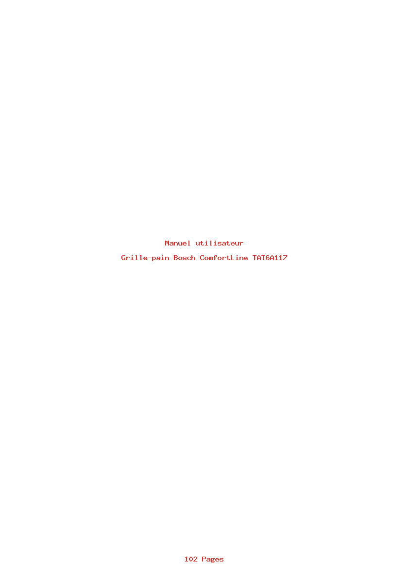 Page 1 de la notice Manuel utilisateur Bosch ComfortLine TAT6A117