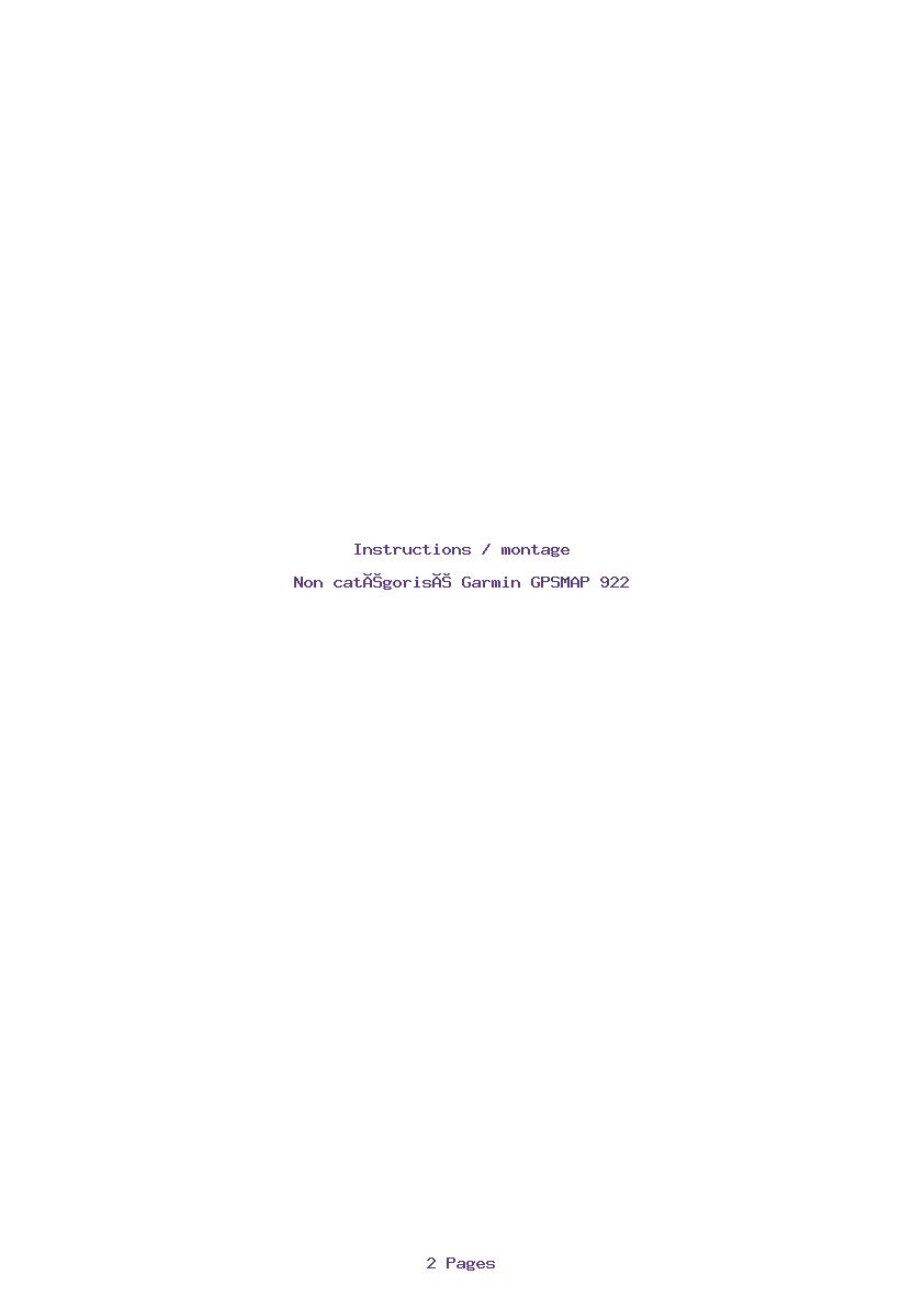 Page 1 de la notice Instructions / montage Garmin GPSMAP 922