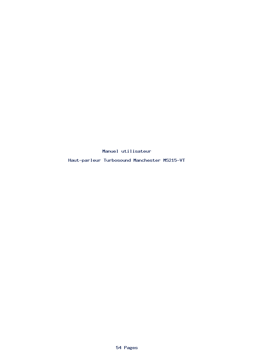 Page 1 de la notice Manuel utilisateur Turbosound Manchester MS215-VT