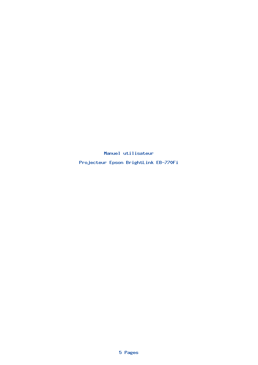 Page 1 de la notice Manuel utilisateur Epson BrightLink EB-770Fi