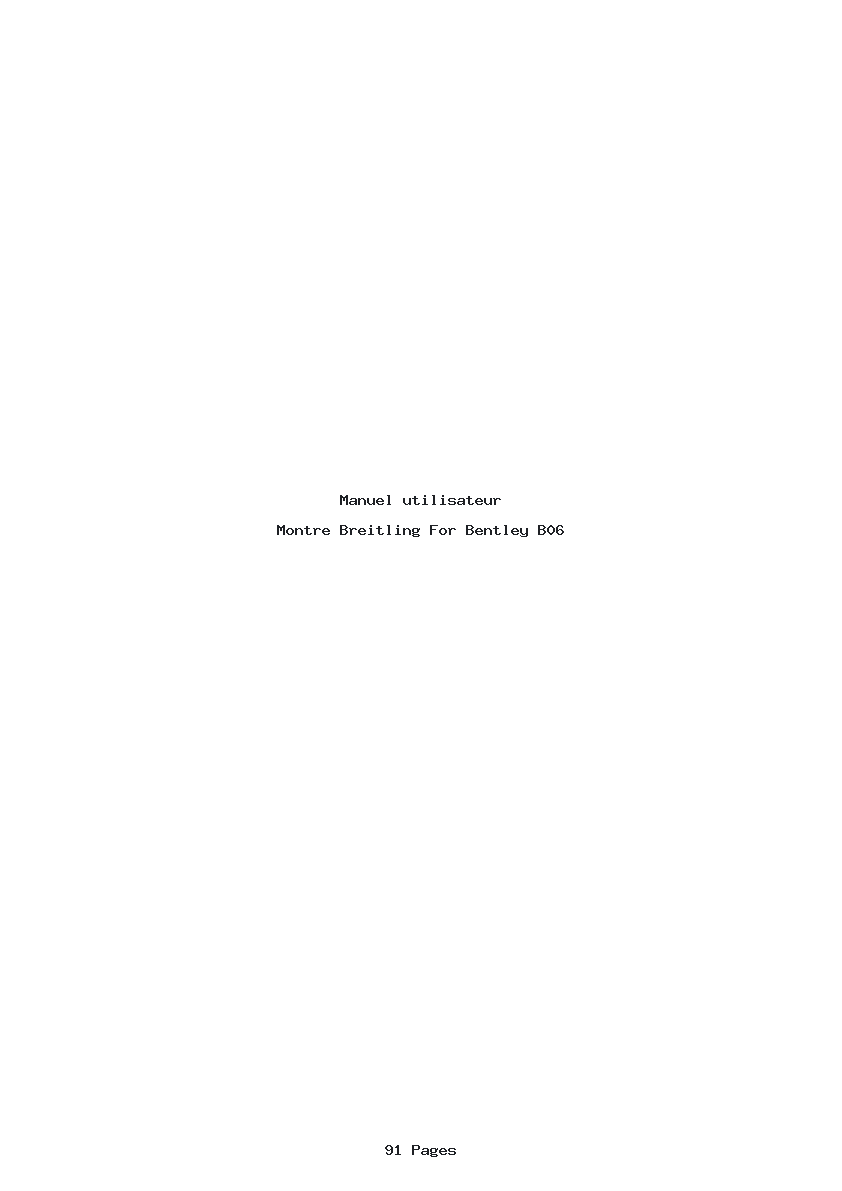Page 1 de la notice Manuel utilisateur Breitling For Bentley B06