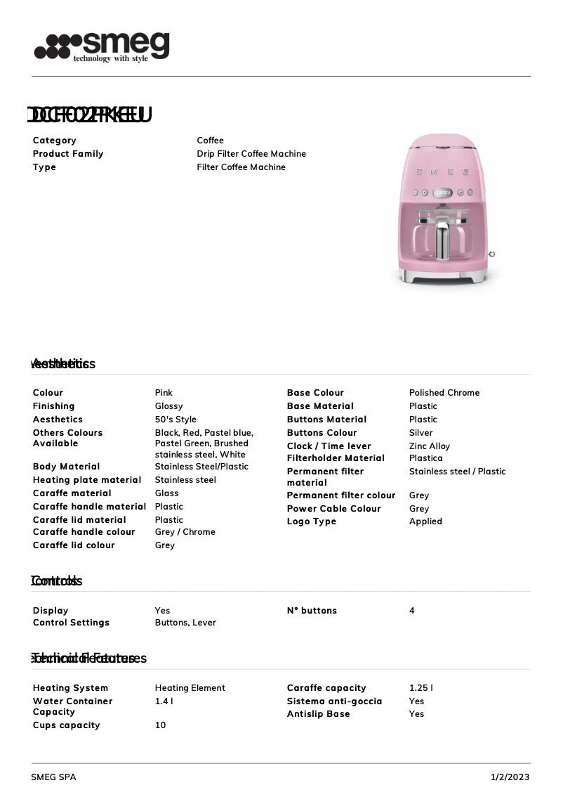 Page 1 de la notice Brochure Smeg DCF02