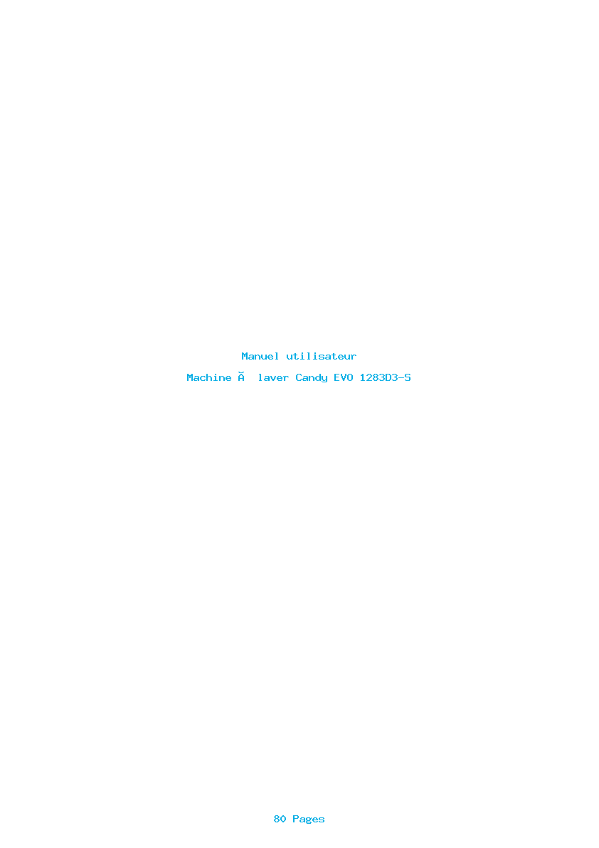 Page 1 de la notice Manuel utilisateur Candy EVO 1283D3-S