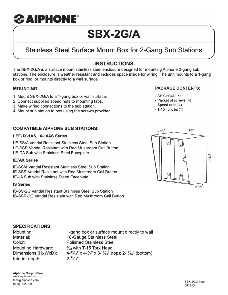 Page 1 of the manual User Manual Aiphone LE-DA
