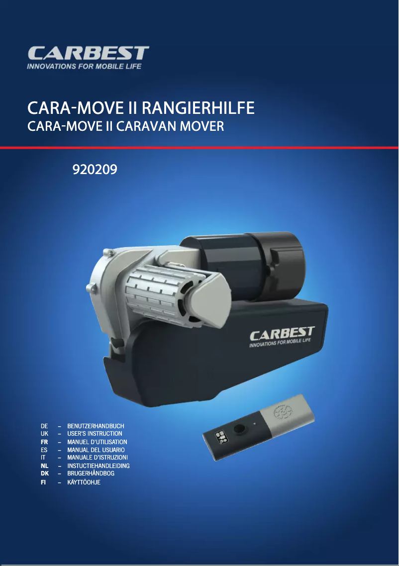 Page 1 de la notice Manuel utilisateur Carbest Cara-Move II 920209
