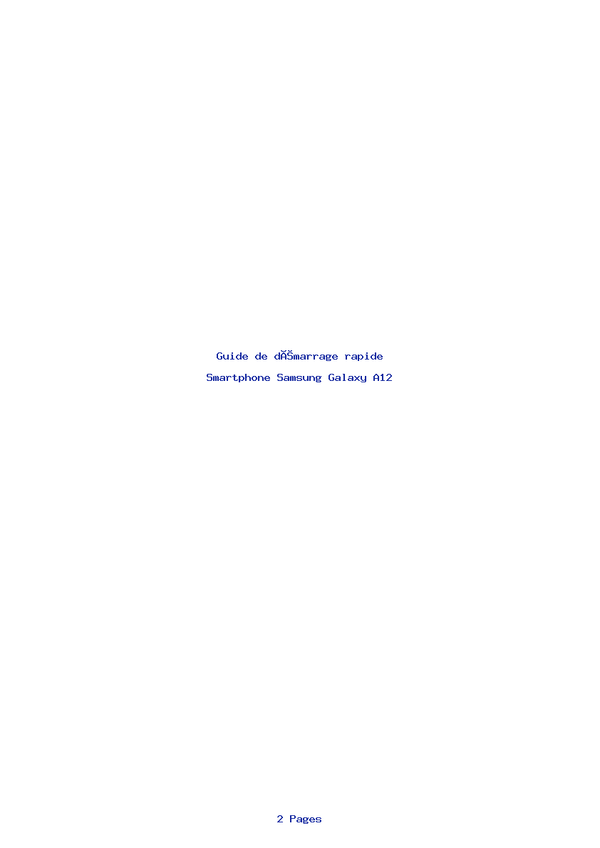 Page 1 de la notice Guide de démarrage rapide Samsung Galaxy A12