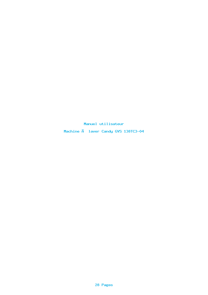 Page 1 de la notice Manuel utilisateur Candy GVS 138TC3-04