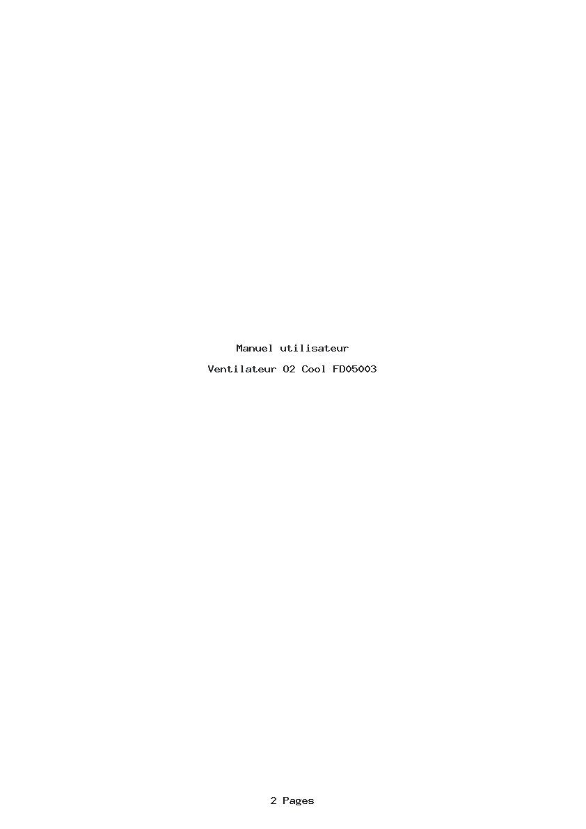 Page 1 de la notice Manuel utilisateur O2 Cool FD05003