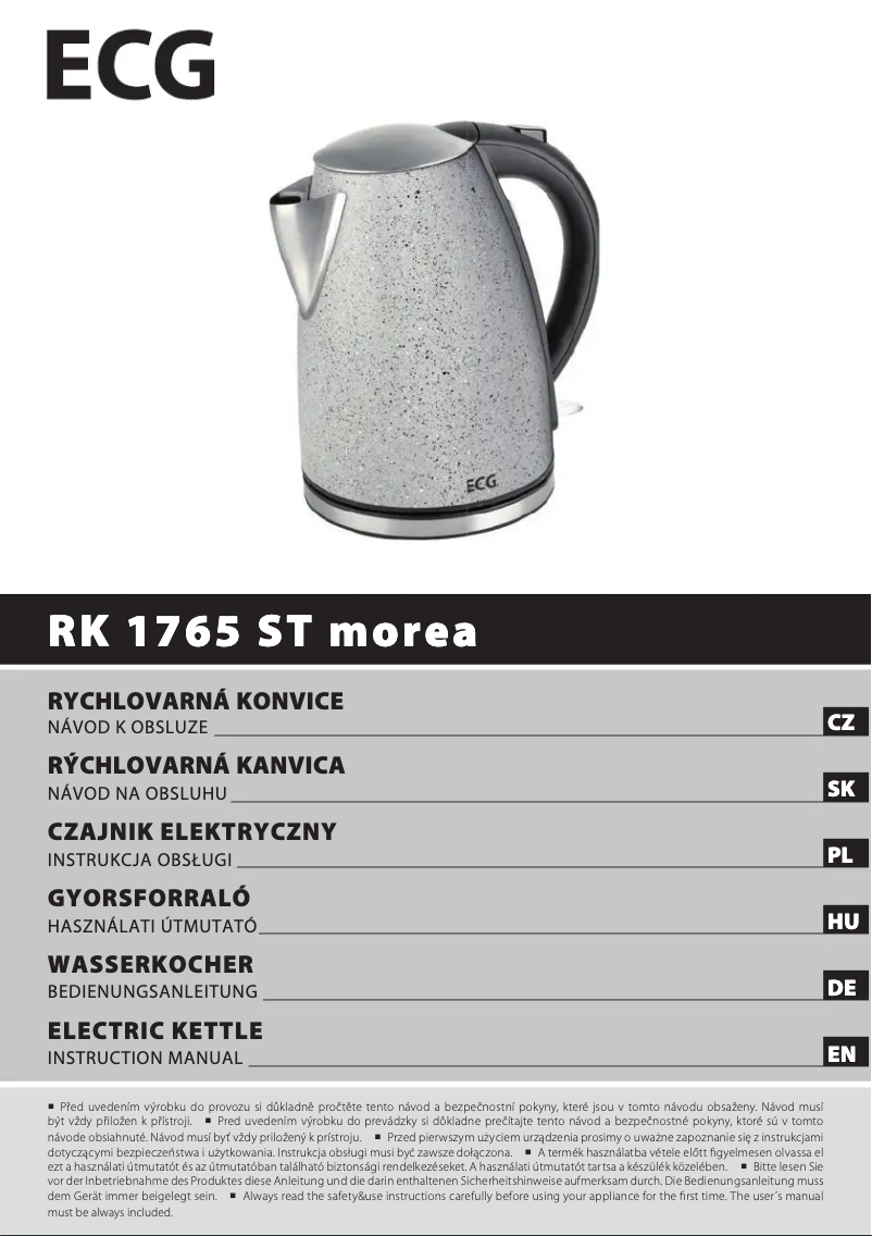 Page 1 of the manual User Manual ECG RK 1765 ST