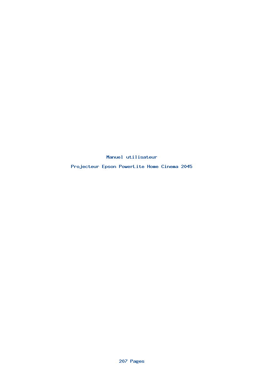 Page 1 de la notice Manuel utilisateur Epson PowerLite Home Cinema 2045