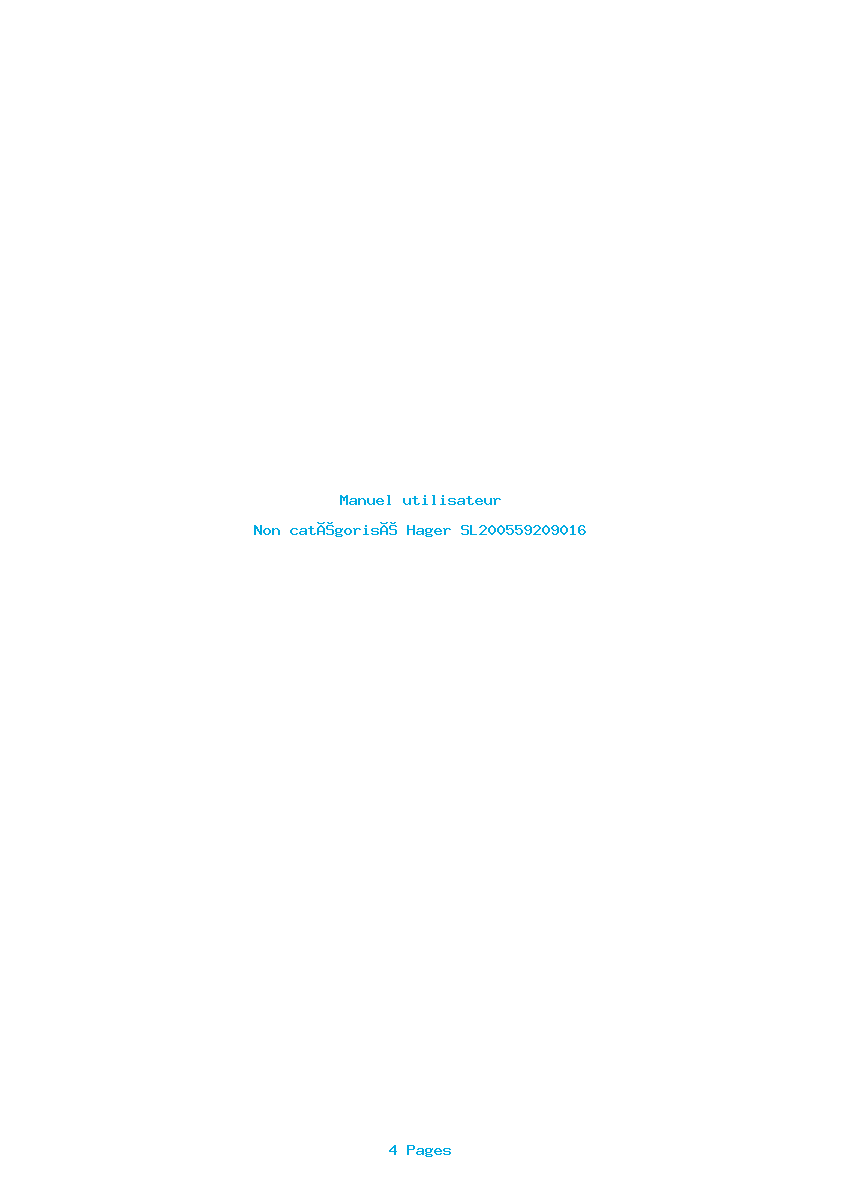 Page 1 de la notice Manuel utilisateur Hager SL200559209016