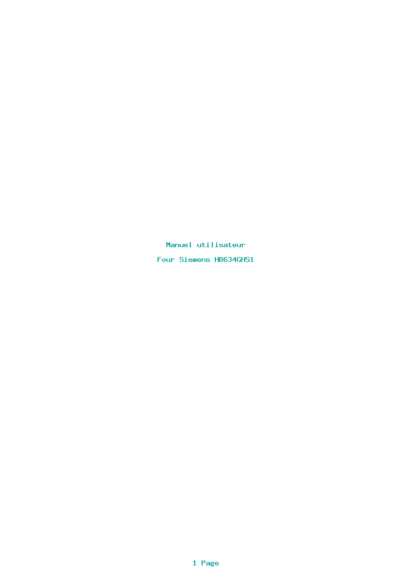 Page 1 de la notice Manuel utilisateur Siemens HB634GHS1
