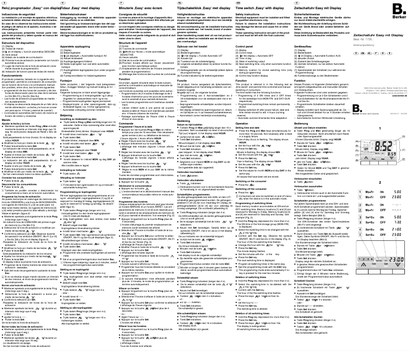 Page 1 de la notice Manuel utilisateur Berker 173502