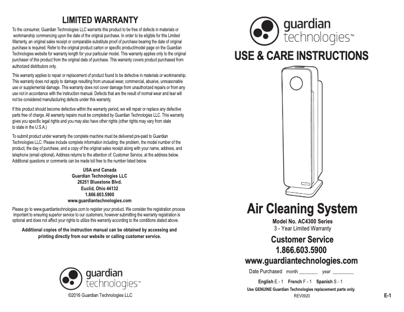 Page 1 de la notice Manuel utilisateur Guardian AC4300