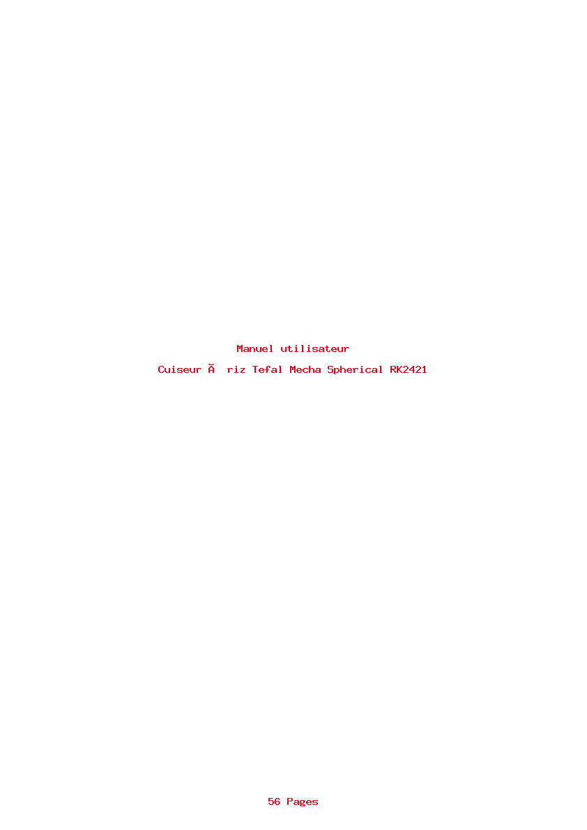 Page 1 de la notice Manuel utilisateur Tefal Mecha Spherical RK2421
