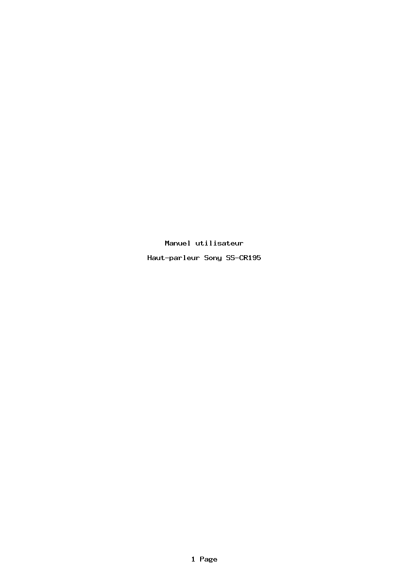 Page 1 de la notice Manuel utilisateur Sony SS-CR195