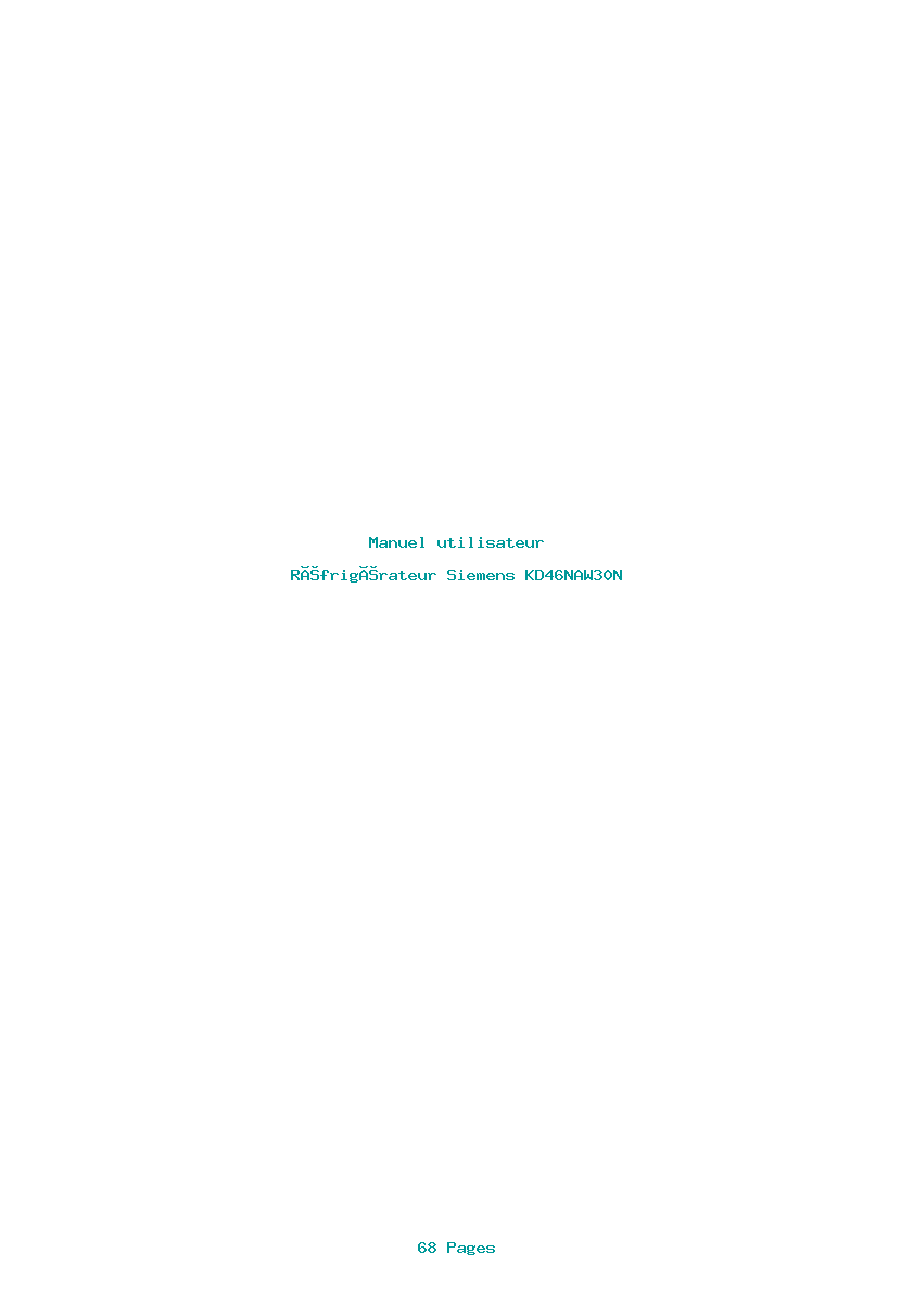 Page 1 de la notice Manuel utilisateur Siemens KD46NAW30N