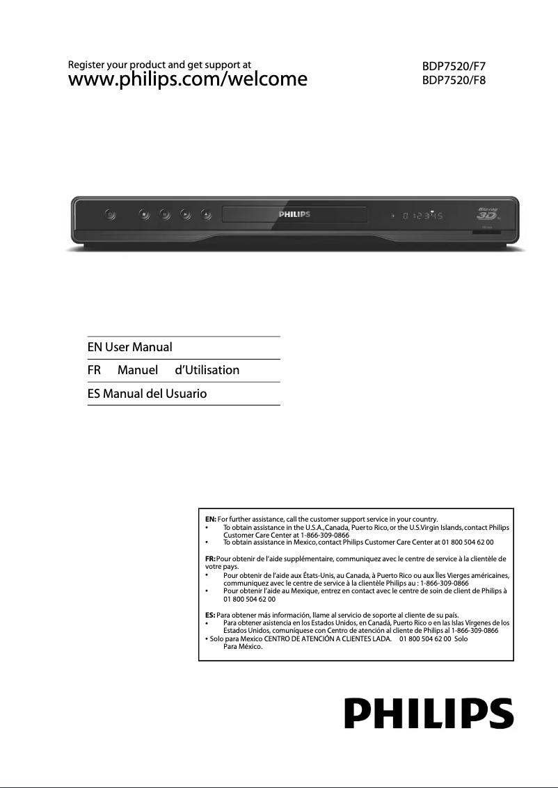Page n°1 - Manuel utilisateur Philips BDP7520