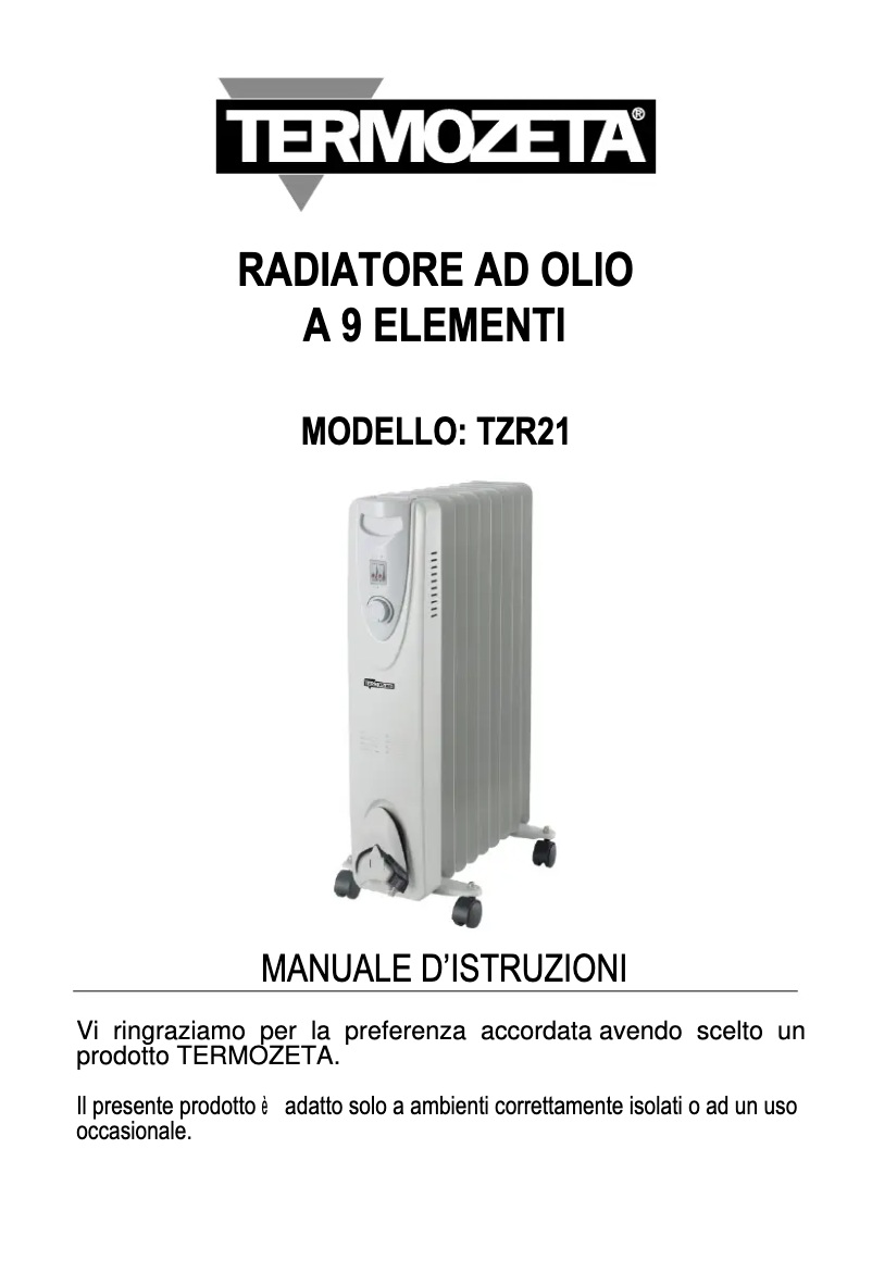 Page 1 de la notice Manuel utilisateur Termozeta TZR21