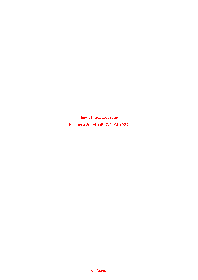 Page 1 de la notice Manuel utilisateur JVC KW-AV70