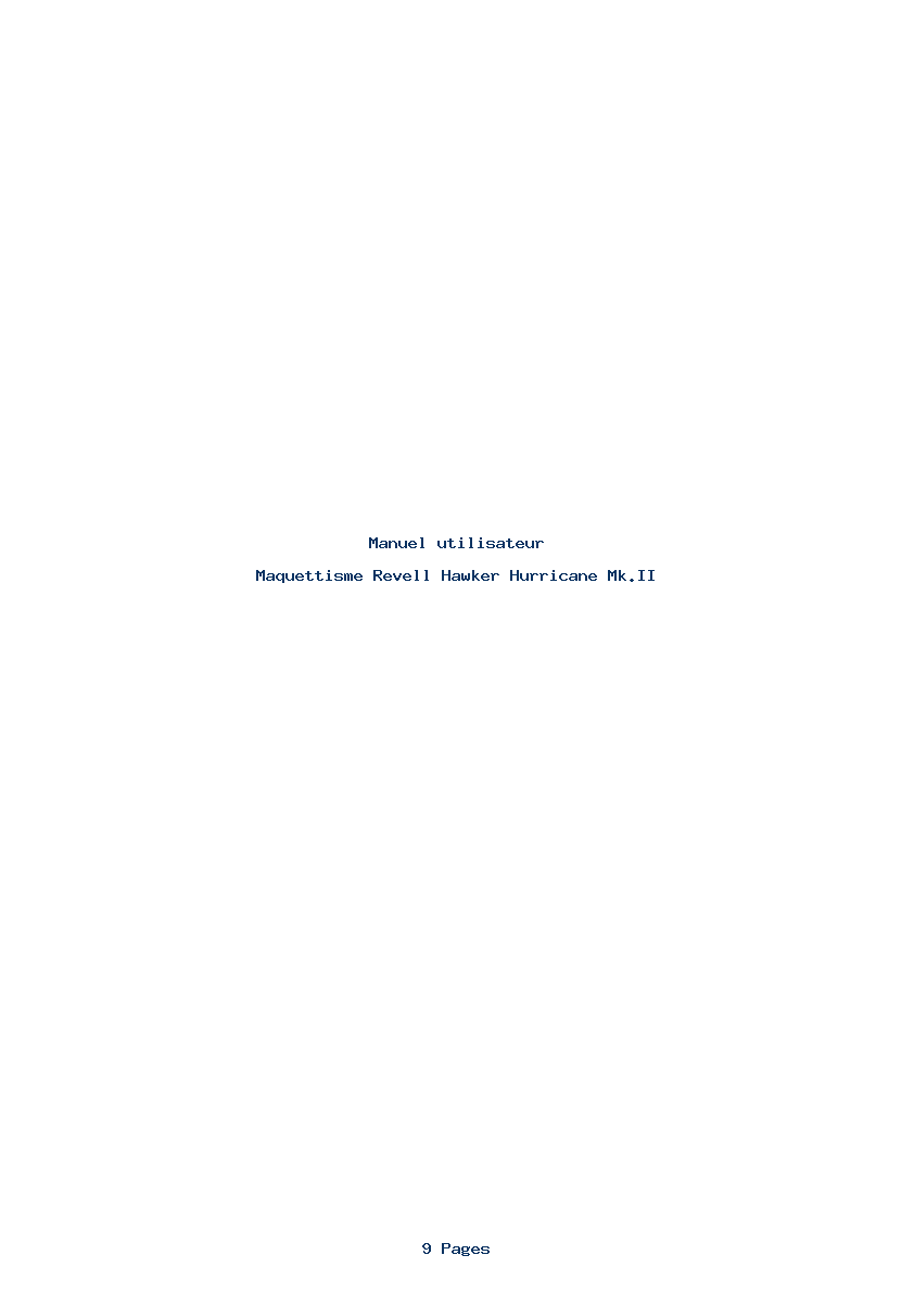 Page 1 de la notice Manuel utilisateur Revell Hawker Hurricane Mk.II