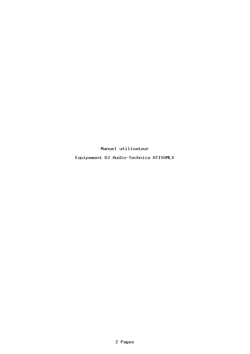 Page 1 de la notice Manuel utilisateur Audio-Technica AT150MLX