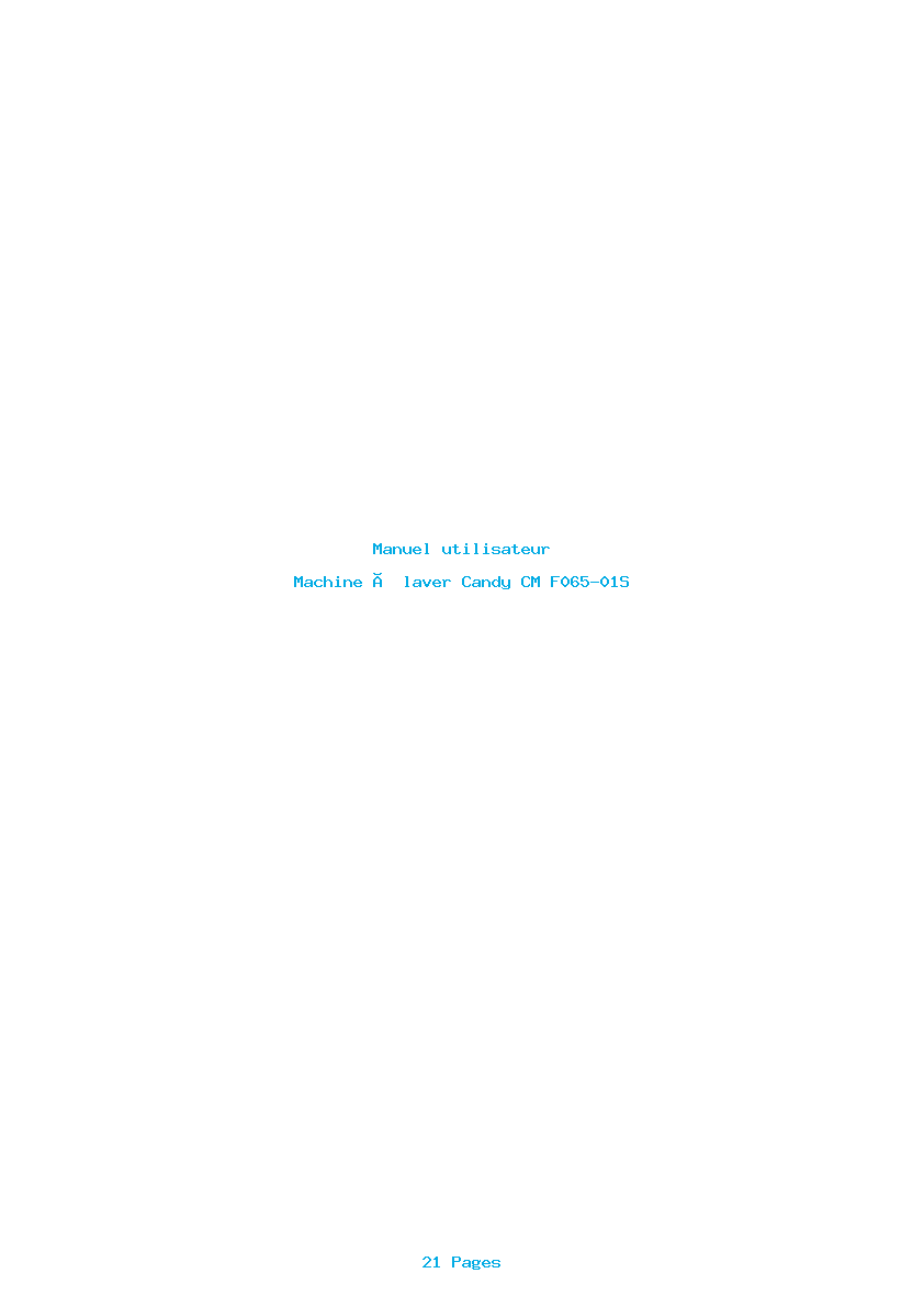 Page 1 de la notice Manuel utilisateur Candy CM F065-01S