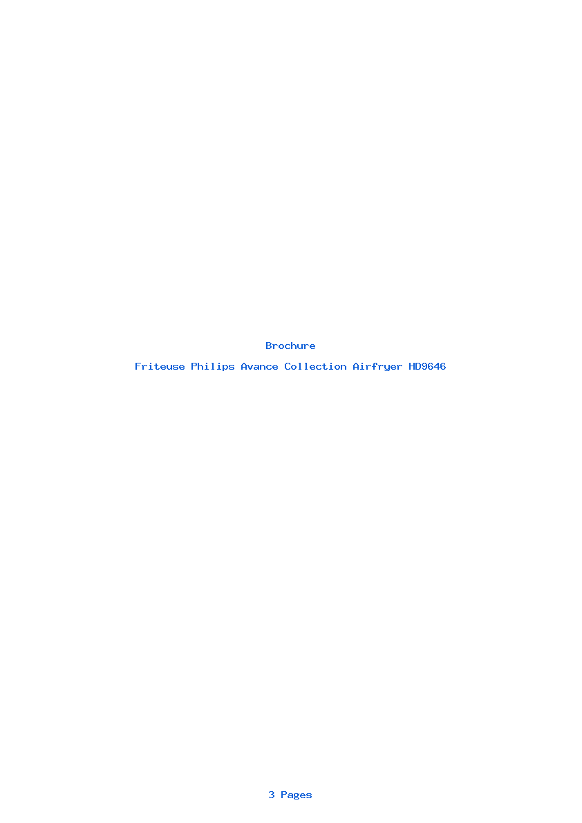 Page 1 de la notice Brochure Philips Avance Collection Airfryer HD9646