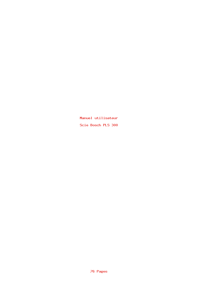 Page 1 de la notice Manuel utilisateur Bosch PLS 300