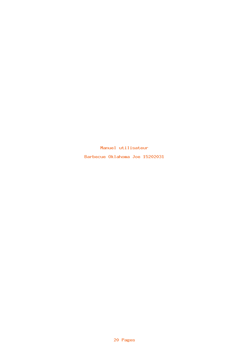 Page 1 de la notice Manuel utilisateur Oklahoma Joe 15202031