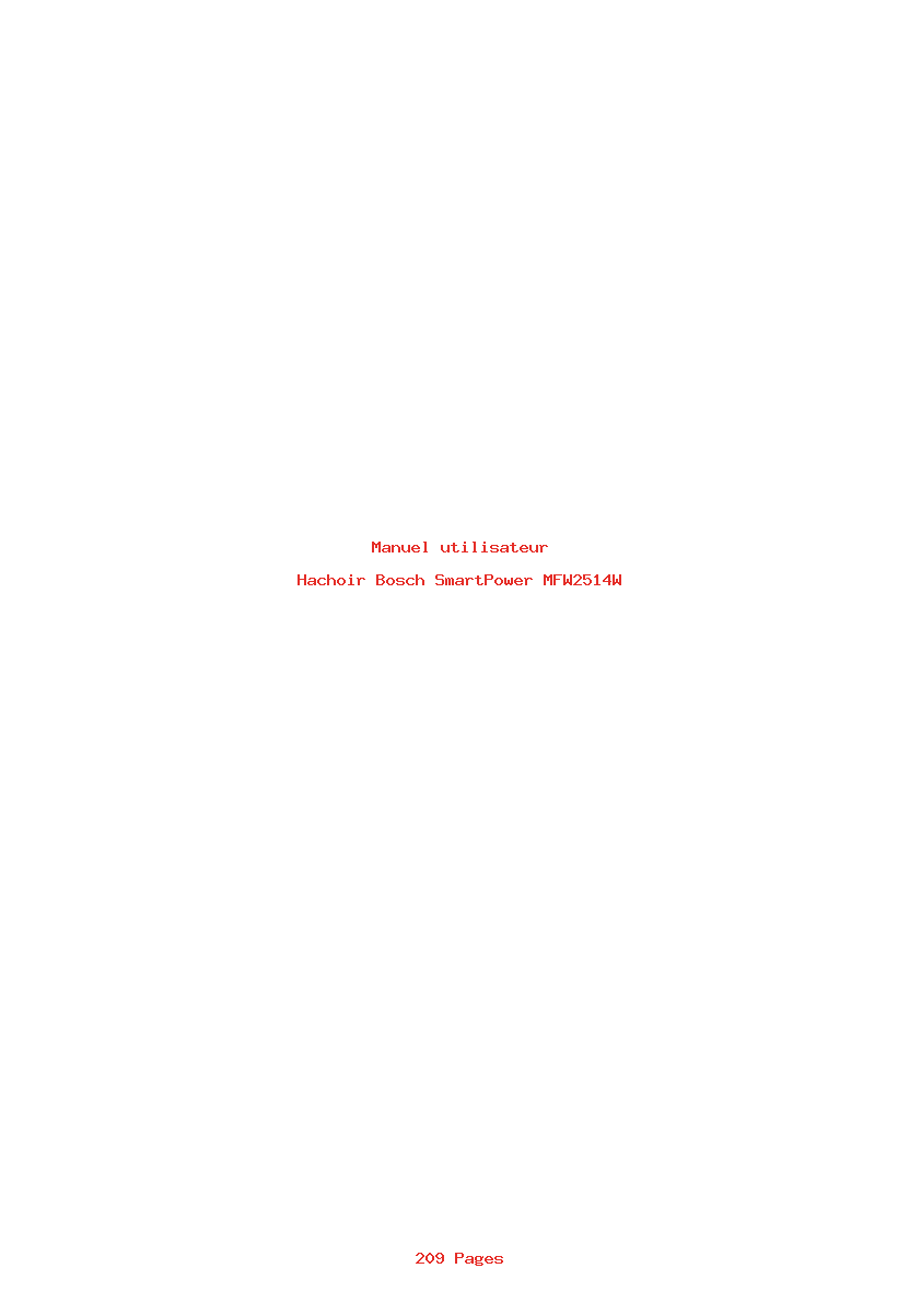 Page 1 de la notice Manuel utilisateur Bosch SmartPower MFW2514W
