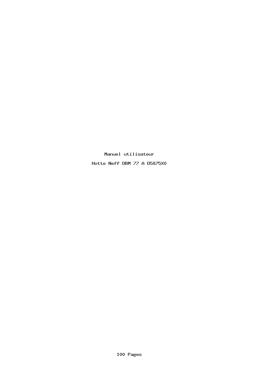 Page 1 de la notice Manuel utilisateur Neff DBM 77 A D5875X0