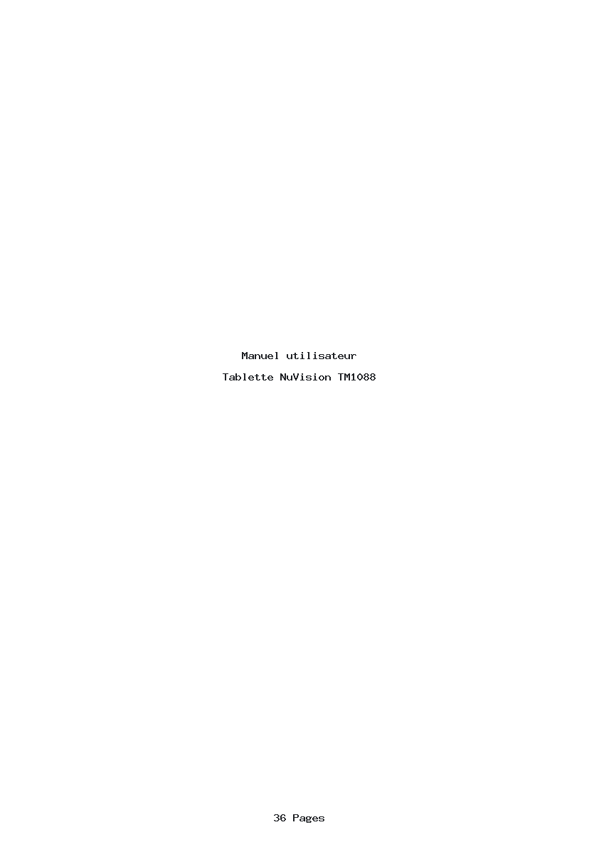 Page 1 de la notice Manuel utilisateur NuVision TM1088