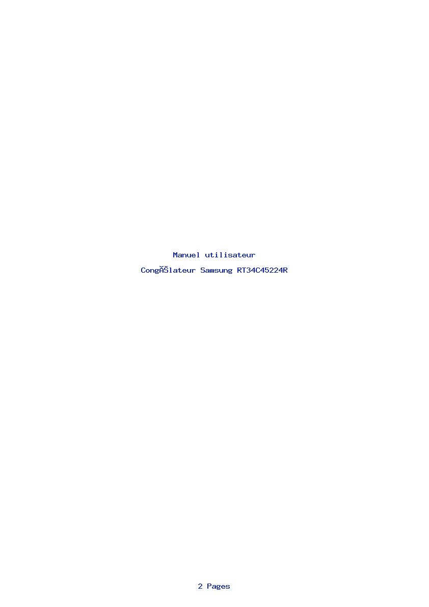Page 1 de la notice Manuel utilisateur Samsung RT34C45224R